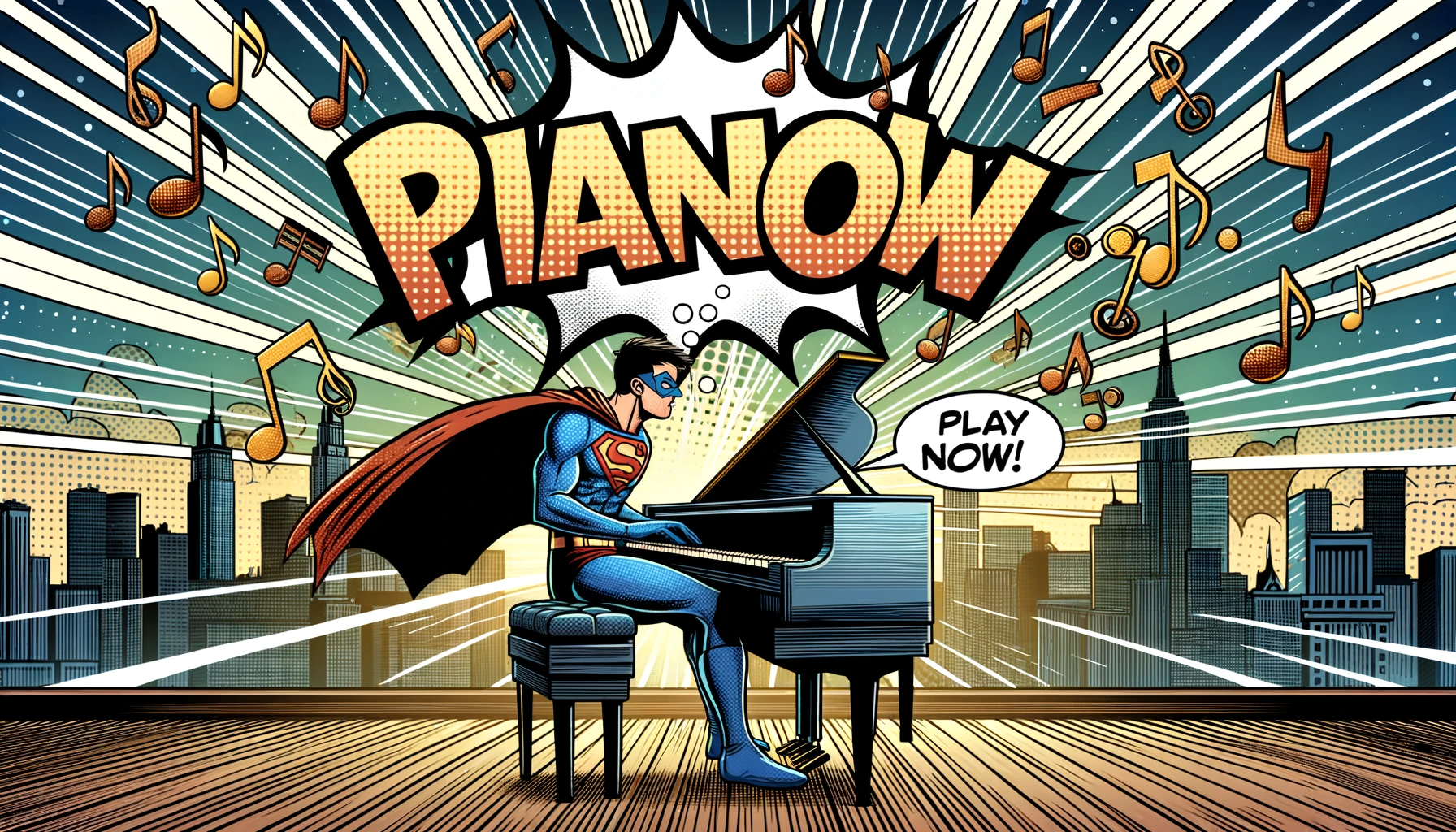 Superhero piano playing